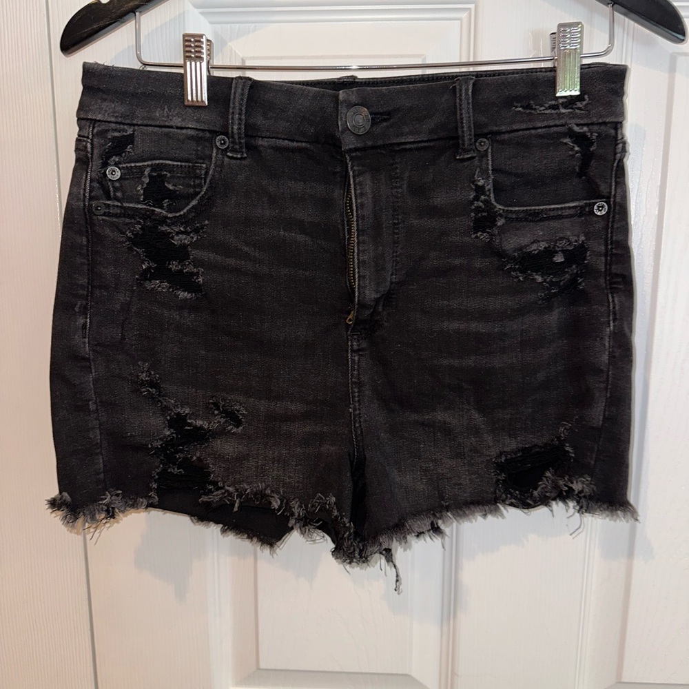 American Eagle Outfitters Black Distressed Jean Shorts